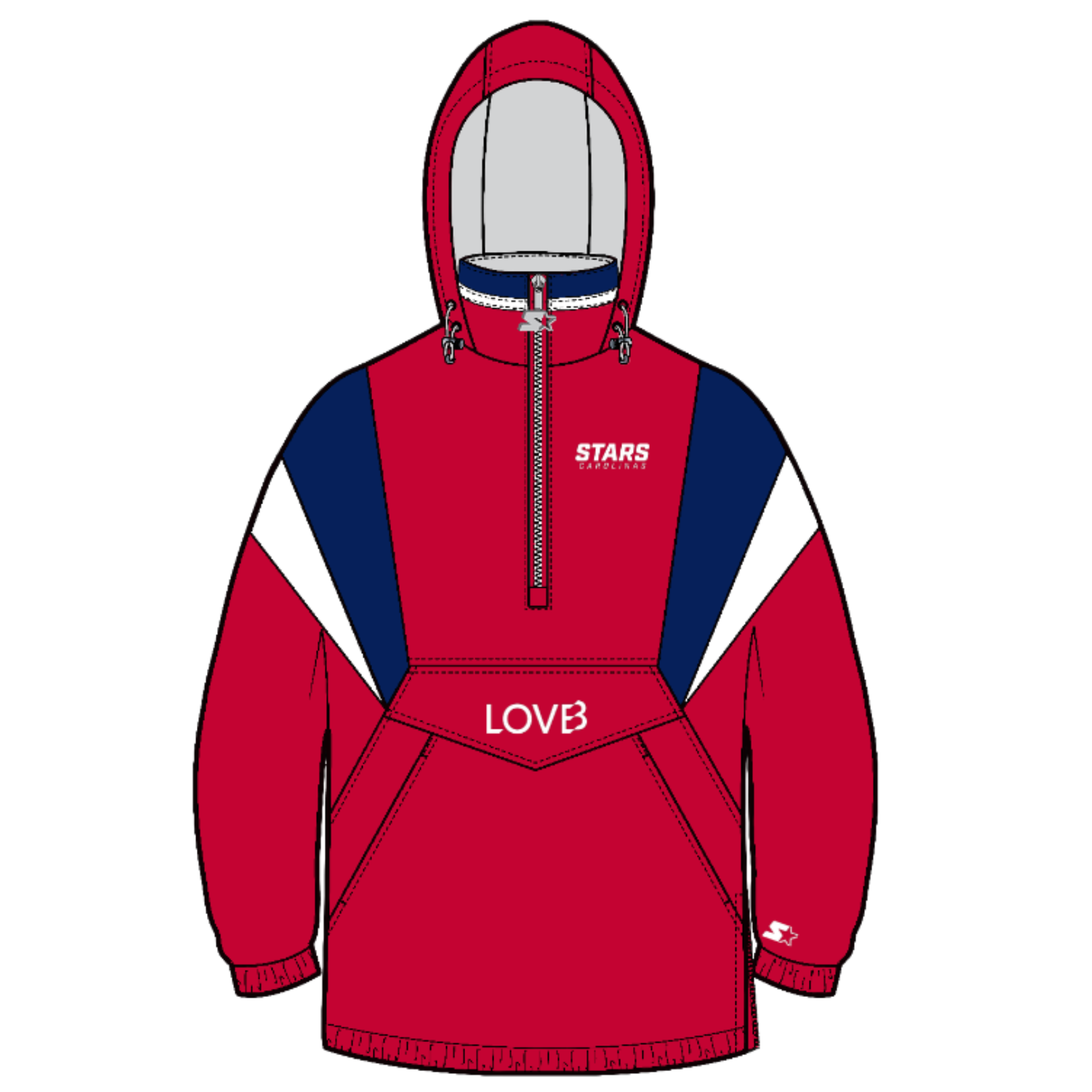 Stars Carolinas Starter Breakaway Jacket - Red