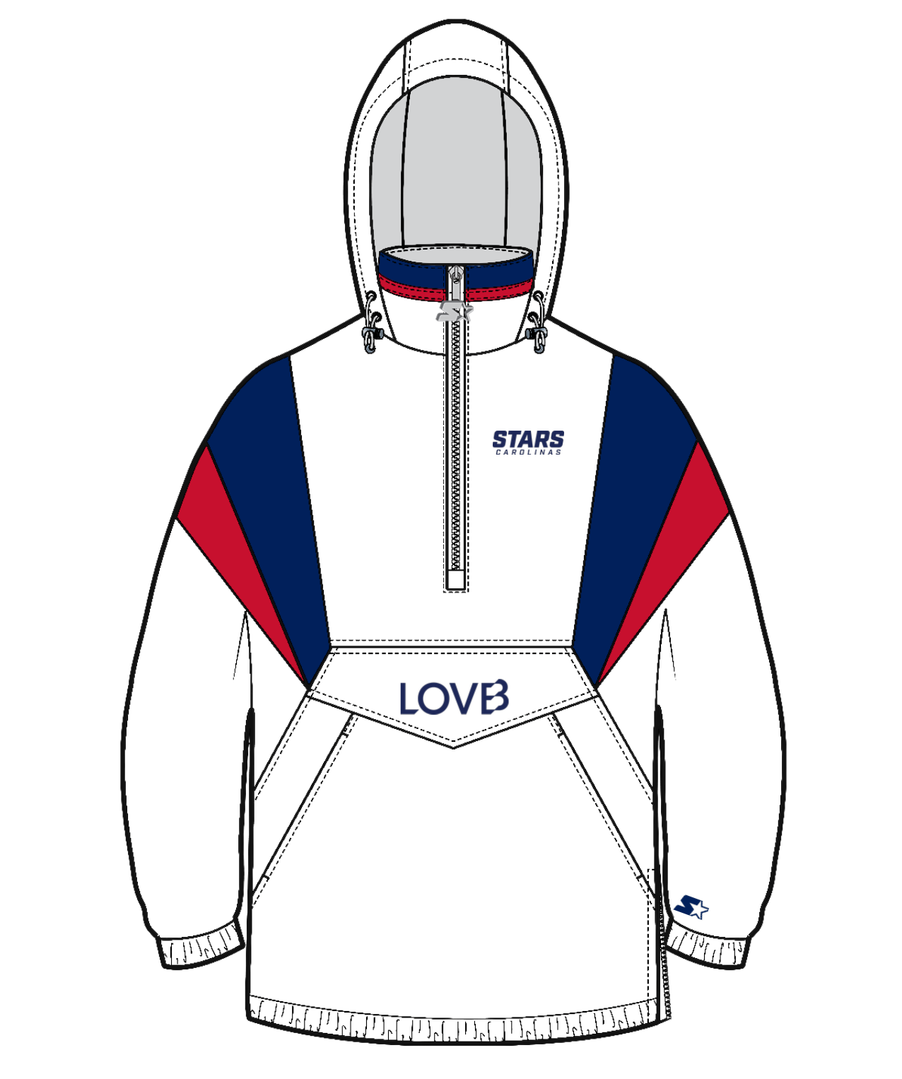 Stars Carolinas Starter Breakaway Jacket - White