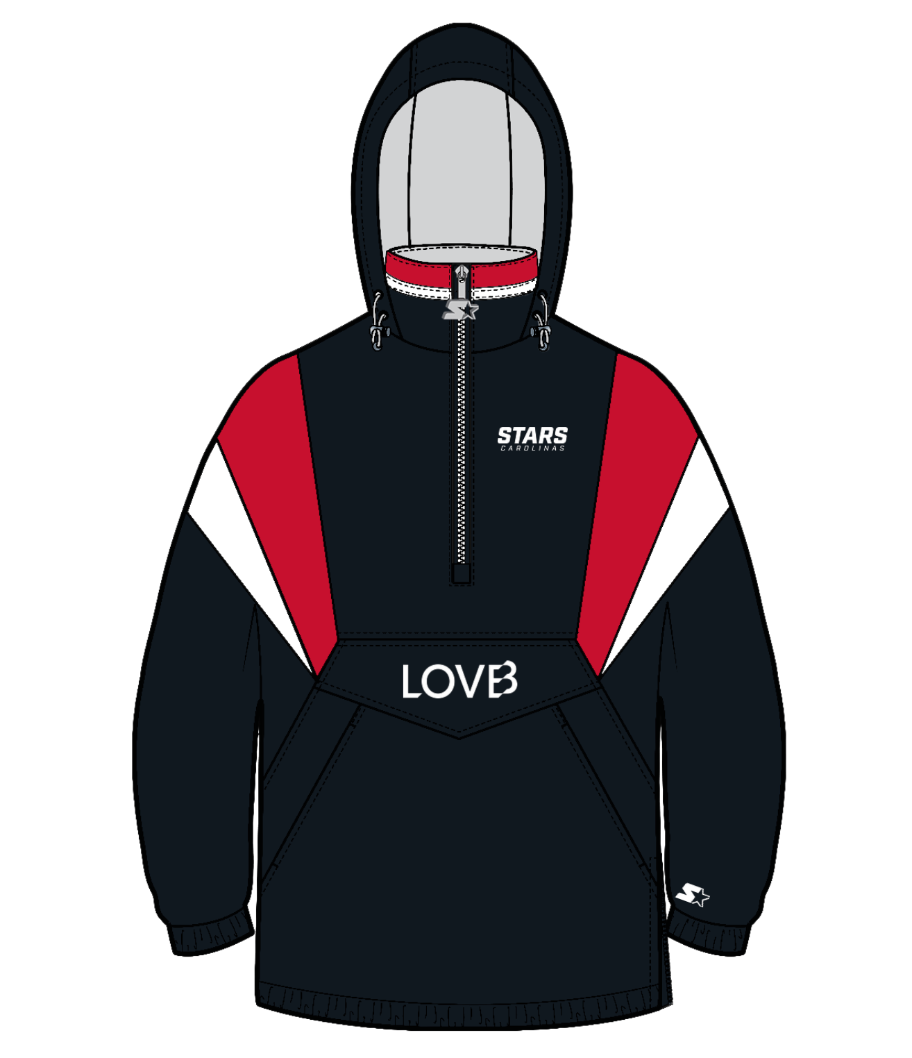 Stars Carolinas Starter Breakaway Jacket - Black